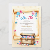 Treasure Chest Beach thema Geslachtsonthullingsfee Kaart (Voorkant)