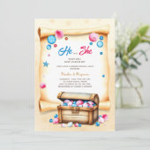 Treasure Chest Beach thema Geslachtsonthullingsfee Kaart (Staand voorkant)