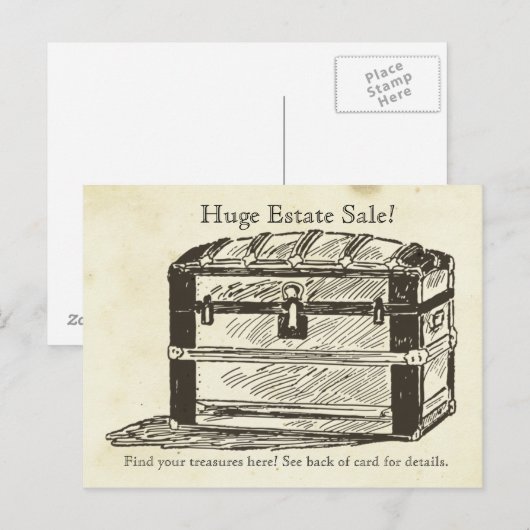 Treasure Chest Estate Sale Rommage Trunk Briefkaart (Voorkant / Achterkant)