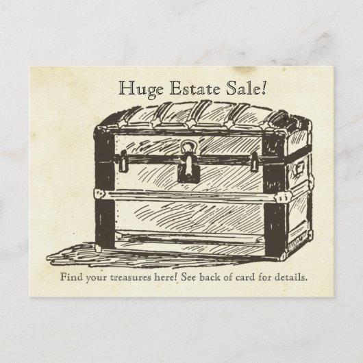 Treasure Chest Estate Sale Rommage Trunk Briefkaart (Voorkant)