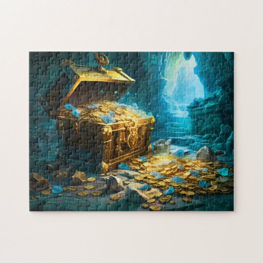 Treasure Chest in Cave Light Fantasy Painting Legpuzzel (Horizontaal)