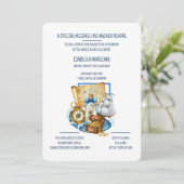 Treasure Chest Map Boat Birthday Invitation Kaart (Staand voorkant)