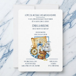 Treasure Chest Map Boat Birthday Invitation Kaart