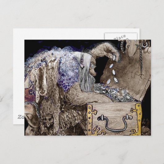 Treasure Chest Troll Briefkaart (Voorkant / Achterkant)