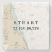 Treasure Coast Florida Authentieke vaarkaart Stenen Onderzetter (Voorkant)