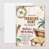 Treasure hunt birthday party theme invitation kaart (Voorkant / Achterkant)