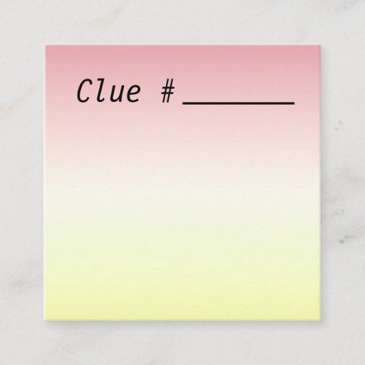 Treasure Hunt Clue Kaarten voor Party 2.5" x 2.5" (Voorkant)