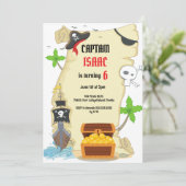 Treasure Hunt Pirate verjaardagsfeestje uitnodigin Kaart (Staand voorkant)