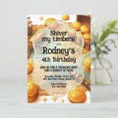 Treasure Hunt Pirate verjaardagsuitnodiging Kaart (Staand voorkant)