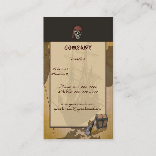Treasure Hunt -Skull- Visitekaartje (Voorkant)