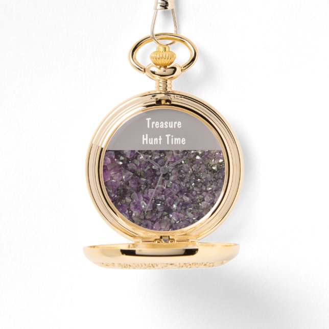Treasure Hunt Time Geoloog Amethyst Rockhound Horloge (Voorkant)