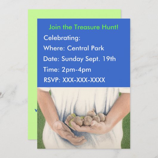 Treasure Hunt-uitnodiging Kaart (Voorkant / Achterkant)