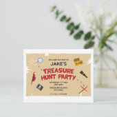 Treasure Hunt verjaardagsfeestje uitnodiging (Staand voorkant)
