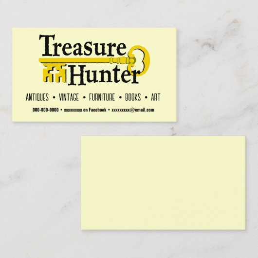 Treasure Hunter gouden sleutel  antieke Visitekaartje (Voorkant / Achterkant)