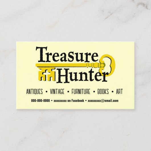 Treasure Hunter gouden sleutel  antieke Visitekaartje (Voorkant)
