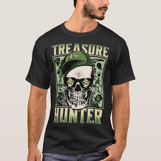 Treasure Hunter Metaaldetector Graffiti Detectoris T-shirt (Voorkant)