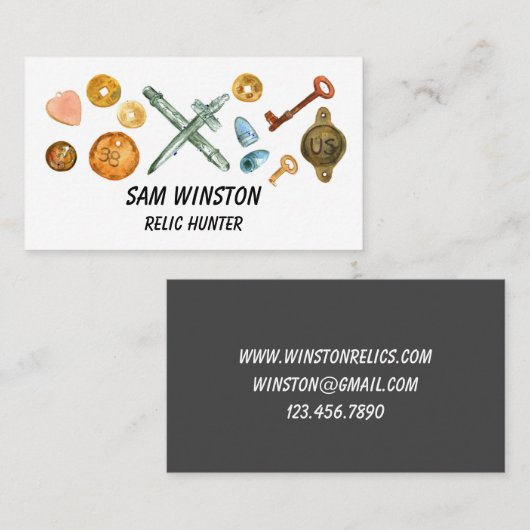 Treasure Hunter Metal detecteert militaire relikwi Visitekaartje (Voorkant / Achterkant)