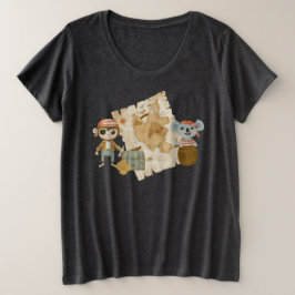 Treasure Hunter Pirate Verjaardag Grote Maat T-shirt