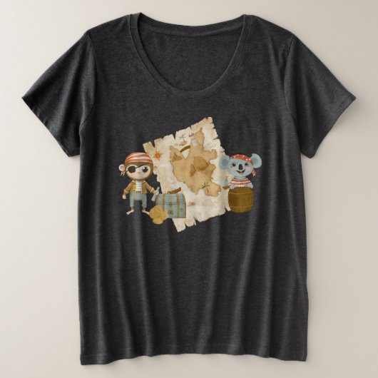 Treasure Hunter Pirate Verjaardag Grote Maat T-shirt (Design voorkant)