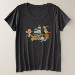 Treasure Hunter Pirate Verjaardag Grote Maat T-shirt