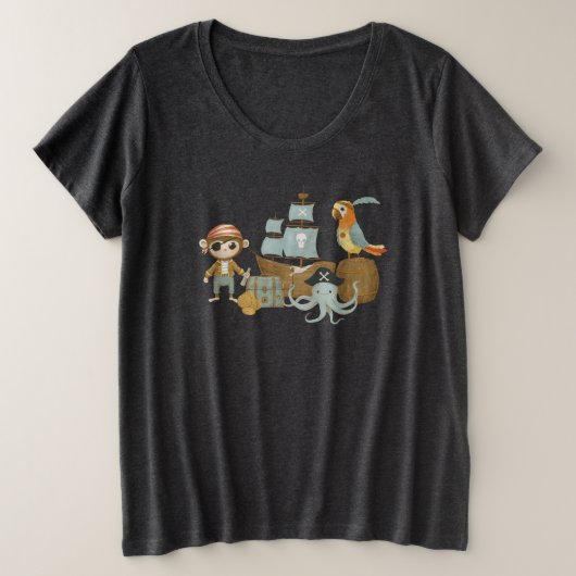 Treasure Hunter Pirate Verjaardag Grote Maat T-shirt (Design voorkant)