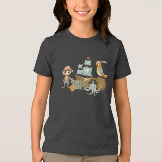 Treasure Hunter Pirate Verjaardag Tri-Blend Shirt (Voorkant)