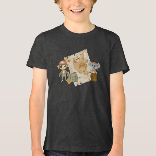 Treasure Hunter Pirate Verjaardag Tri-Blend Shirt (Voorkant)