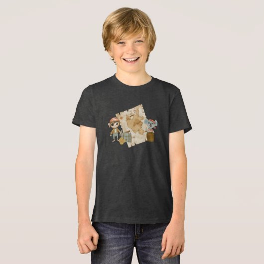 Treasure Hunter Pirate Verjaardag Tri-Blend Shirt (Voorkant volledig)