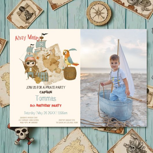 Treasure Hunters Pirate Foto Verjaardag Kaart