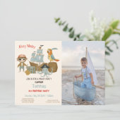 Treasure Hunters Pirate Foto Verjaardag Kaart (Staand voorkant)