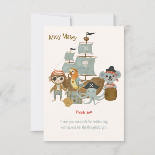 Treasure Hunters Pirate Verjaardag Bedankkaart (Voorkant)