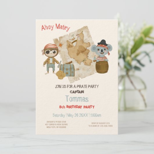 Treasure Hunters Pirate Verjaardag Kaart (Staand voorkant)