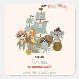 Treasure Hunters Pirate Verjaardag Vierkante Sticker