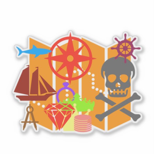 Treasure Hunting Collage Sticker (Voorkant)