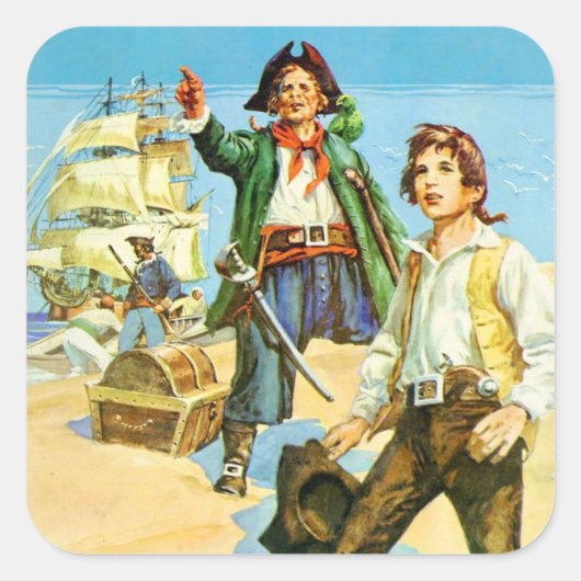 Treasure Island 1 Vierkante Sticker (Voorkant)