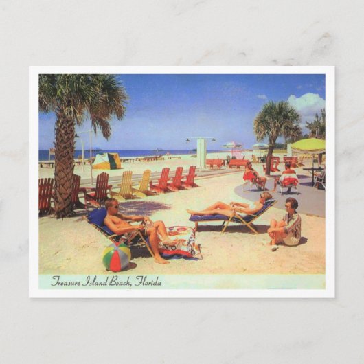 Treasure Island Beach FL 1970s Vintage Geïnspireer Briefkaart (Voorkant)