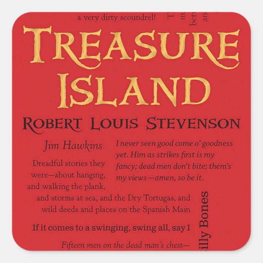 Treasure Island citaten Vierkante Sticker (Voorkant)