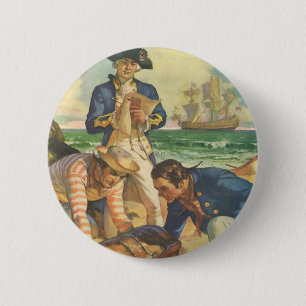 Treasure Island,  Fairy Tale Pirates Ronde Button 5,7 Cm