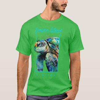 Treasure Island Florida Waterverf Zee Turtle Port T-shirt