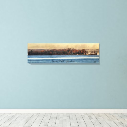 Treasure Island in de herfst, Higgins Lake Canvas Afdruk (Insitu (Houten vloer))