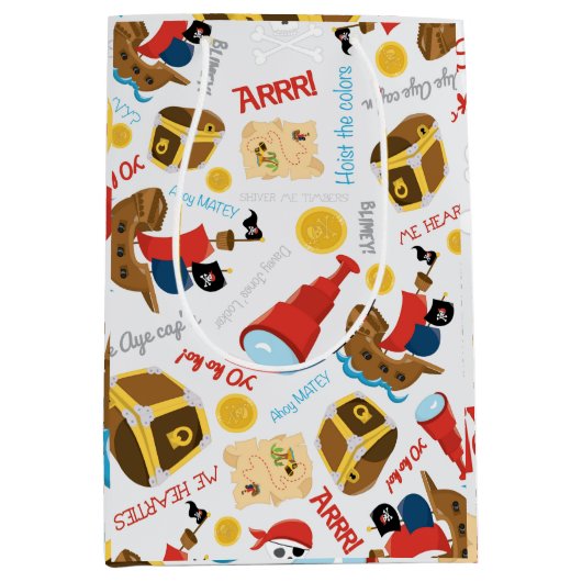 Treasure Island Party Pirate Medium Gift Bag Cadeauzakje (Voorkant)
