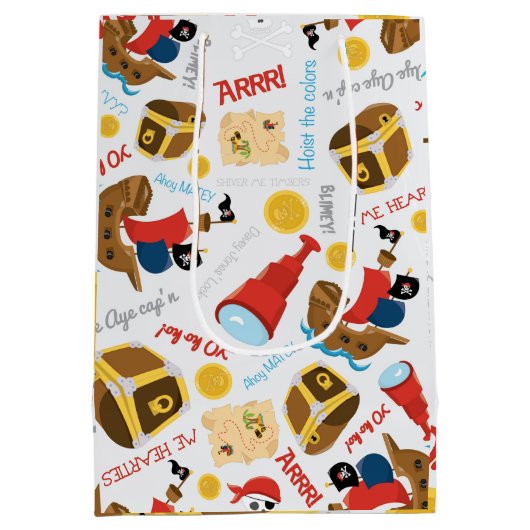 Treasure Island Party Pirate Medium Gift Bag Medium Cadeauzakje (Achterkant)