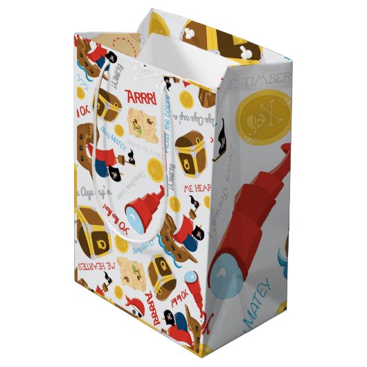 Treasure Island Party Pirate Medium Gift Bag Medium Cadeauzakje (Achterkant Gekanteld)