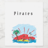 Treasure Island Pirate Ship Wijnlabel - Nautisch Wijn Etiket (Enkel label)