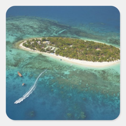 Treasure Island Resort en boot, Fiji Vierkante Sticker (Voorkant)