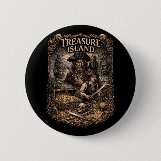 Treasure Island Ronde Button 5,7 Cm (Voorkant)