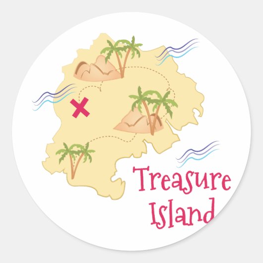 Treasure Island Ronde Sticker (Voorkant)