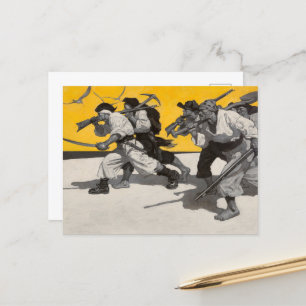 Treasure Island van Newell Convers Wyeth Briefkaart