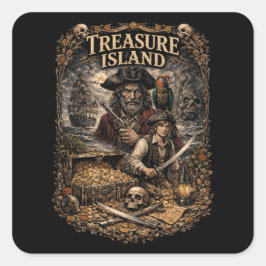 Treasure Island Vierkante Sticker