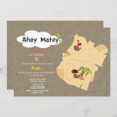 Treasure Map Birthday Invitation Kaart (Voorkant / Achterkant)